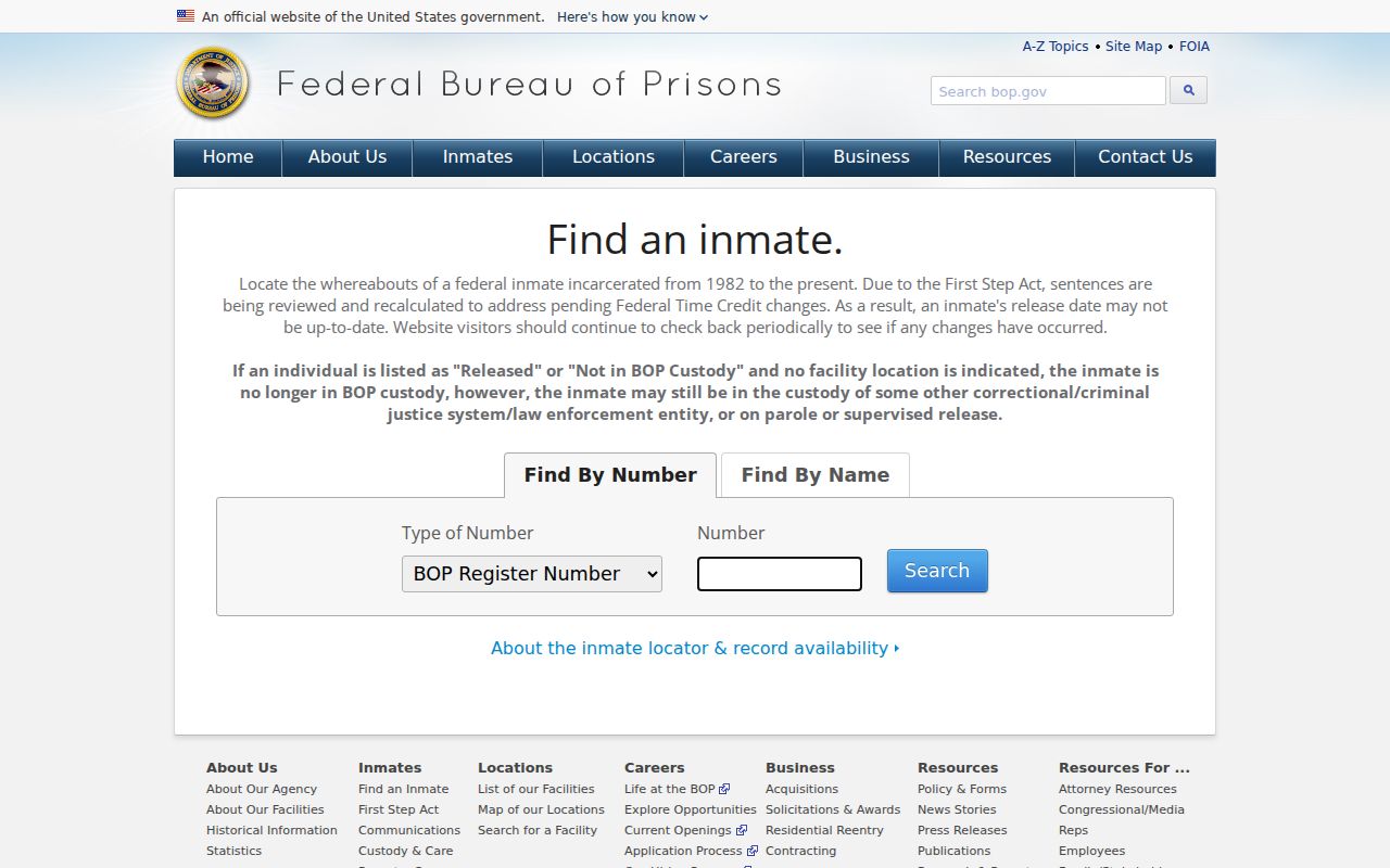 Grant County arrest records federal Bureau of Prisons inmate locator