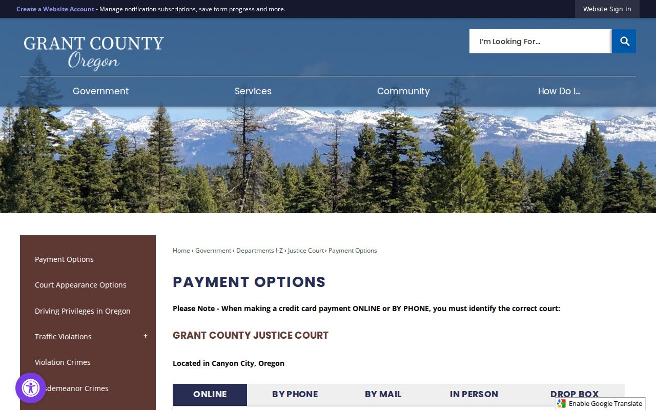 Prairie City criminal court record payment options